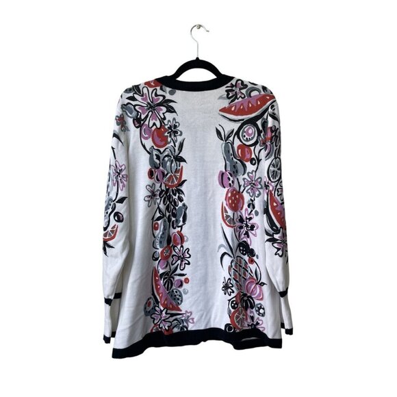 Bob Mackie Wearable Art Womens Sweater Size L Cardigan Fruit Floral Cotton - Picture 4 of 7